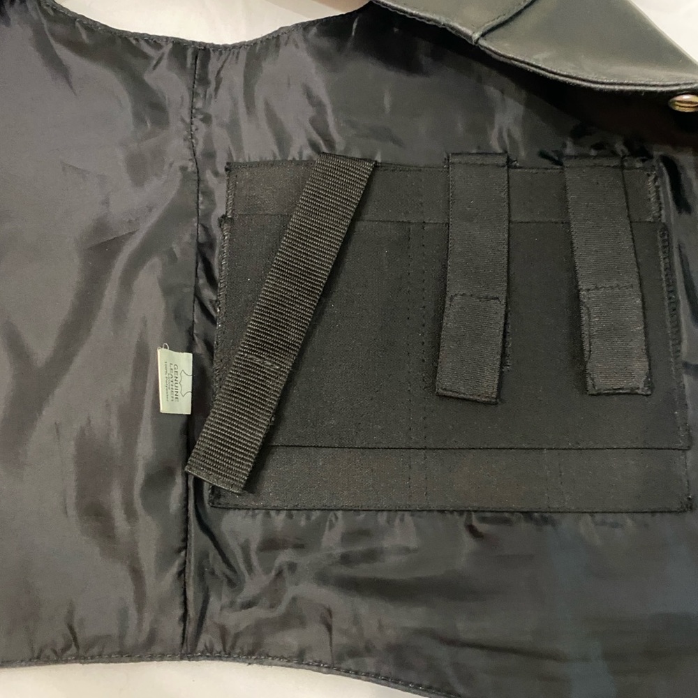 VINTAGE GUIDE GEAR Black Leather Tactical Concealed Carry Western Vest SZ L - Picture 7 of 11